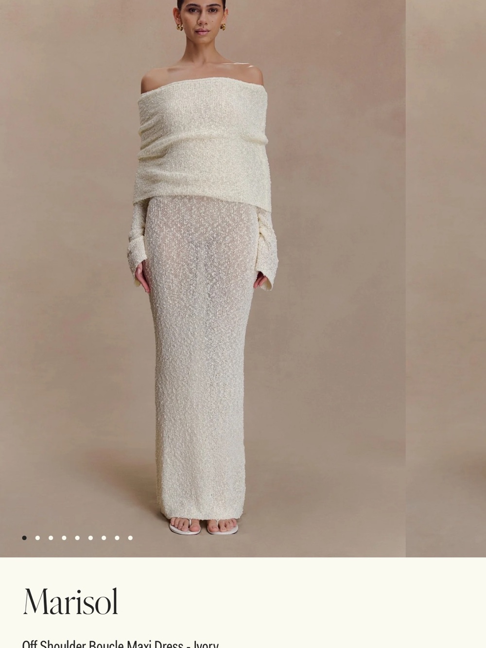 Marisol Off-Shoulder Bouclé Maxi dress Meshki